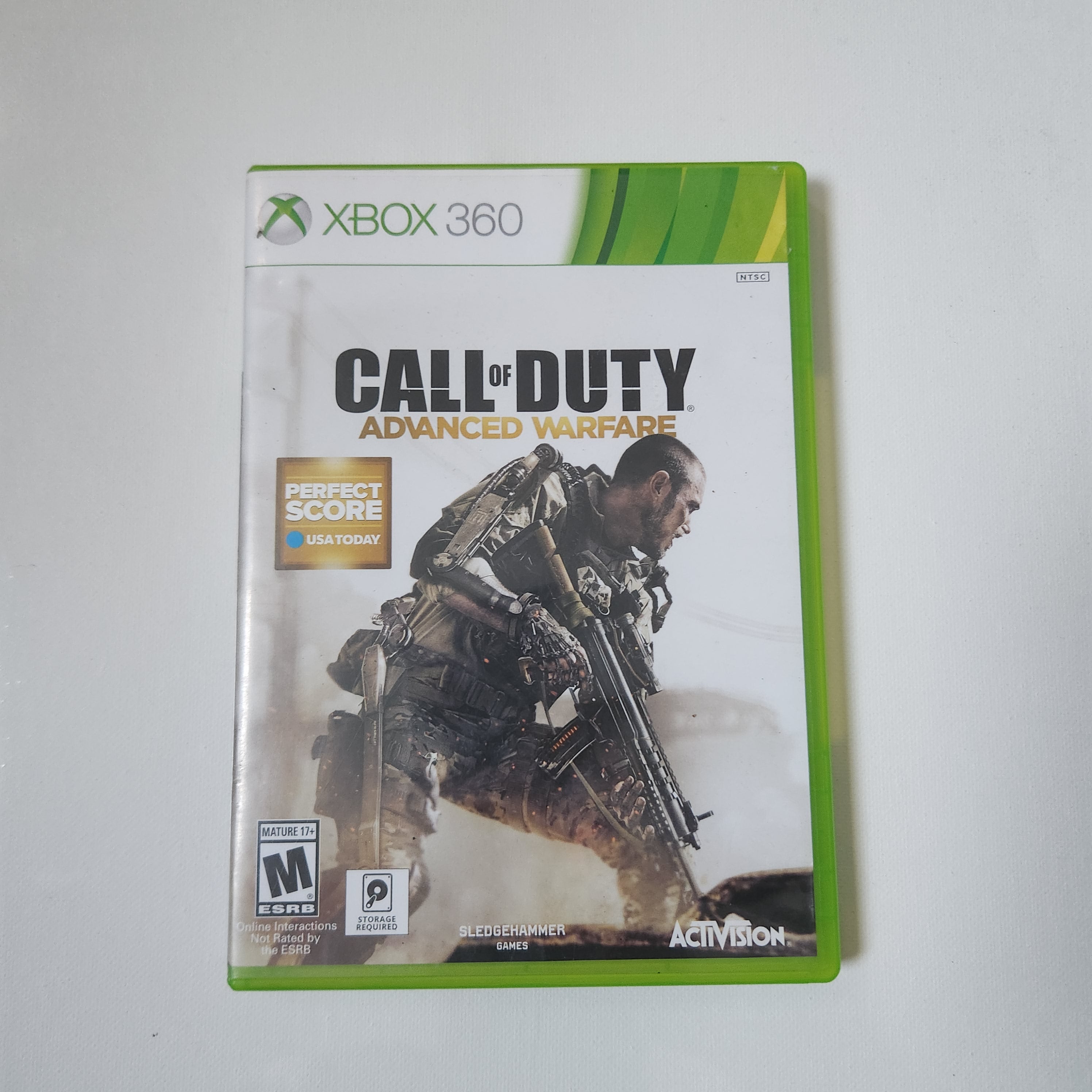 Call of Duty: Advanced Warfare game case for Xbox 360 on a white background