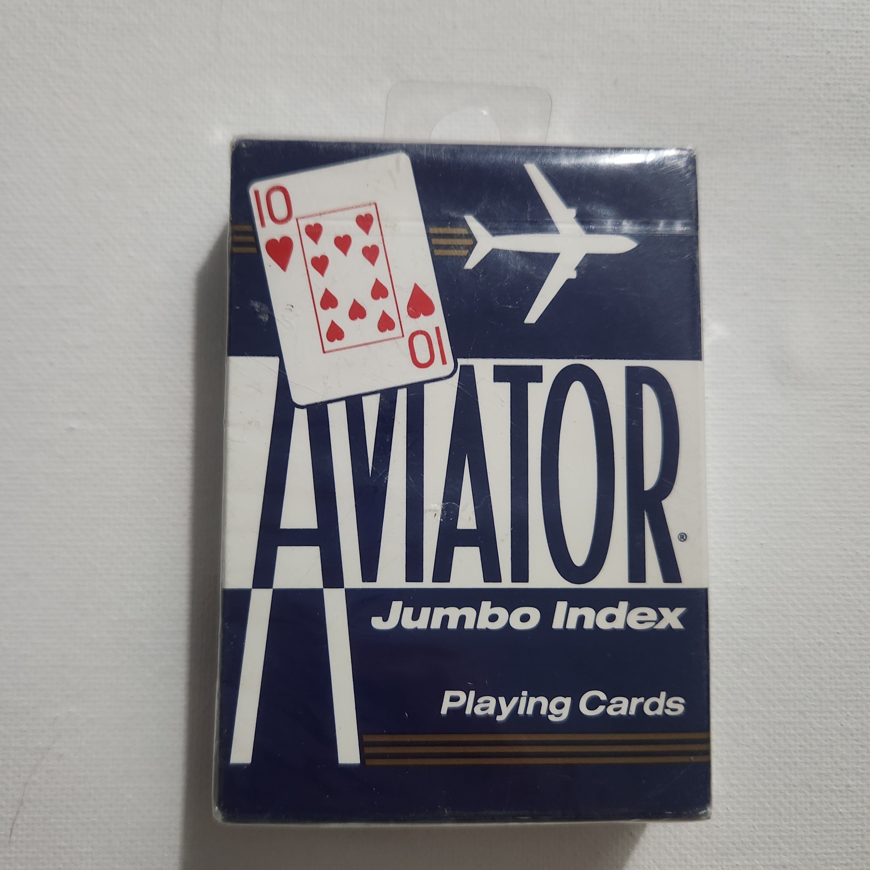 Aviator Jumbo Index playing cards packaging on a light gray background