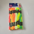 Pack of embroidery threads in various colors with packaging on a white background