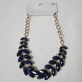 Necklace with Navy & Purple Marquise-Shaped Acrylic Stones